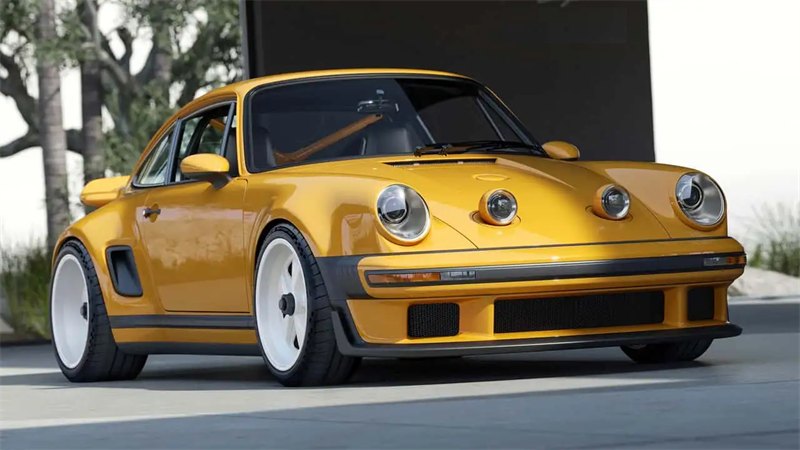 エレガンスの革命：ポルシェ911カレラクーペは、プロジェクターヘッドライトの高度なLEDと車用のネオンヘッドライトで歌手によって再考されました
